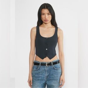 NWT Aritzia Tops | Wilfred Midnight Blue Buttoned Crop Top